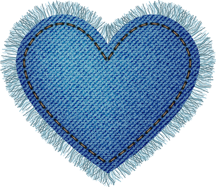 Blue Denim Patch Heart  Shape Illustration